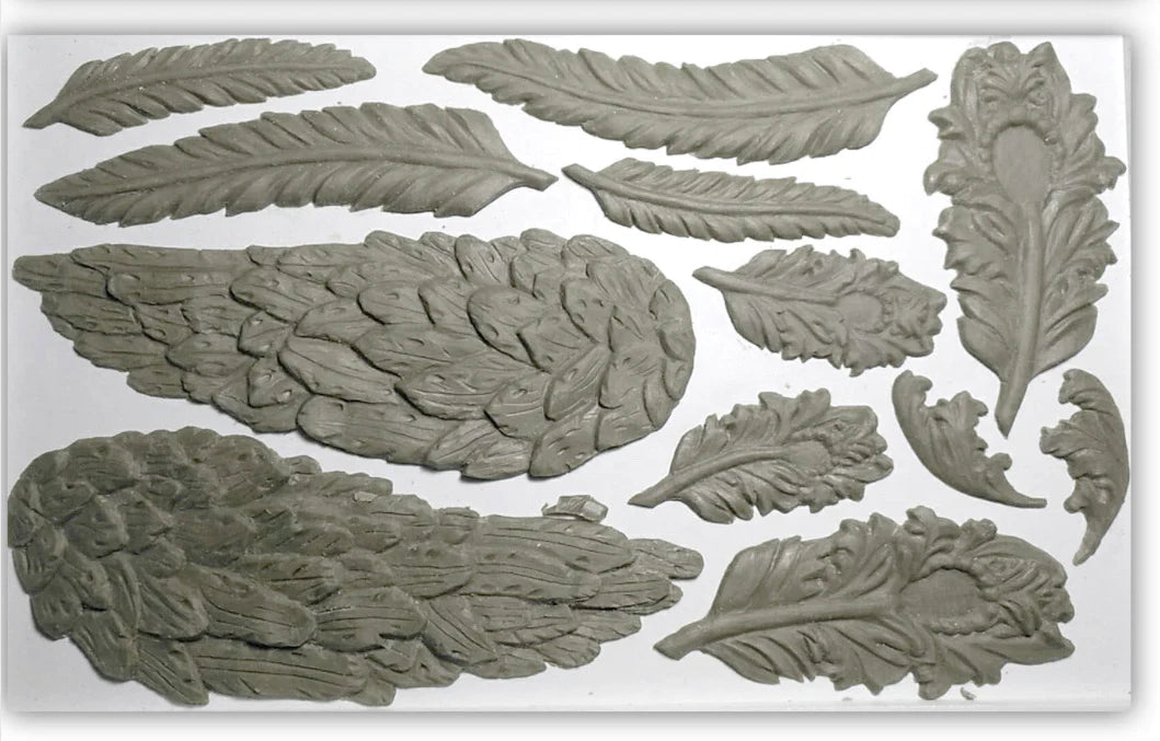 WINGS & FEATHERS Mould by IOD (6"x10", 15.24cm x 25.4cm) - Rustic Farmhouse Charm