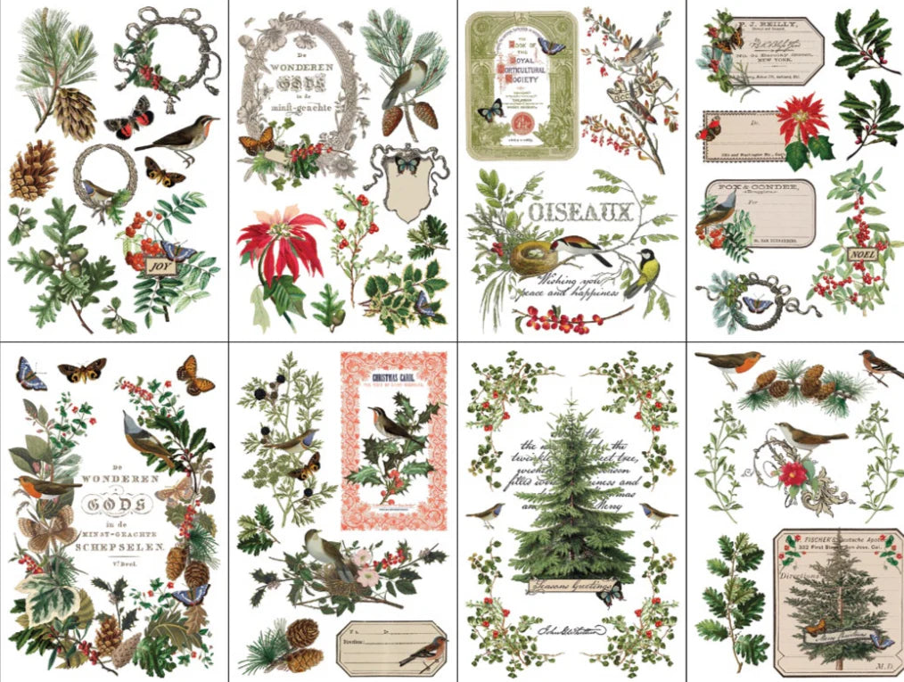 NEW! IOD Transfer Pad - WINTER BOTANIST (set of eight 8"x12" sheets) - Rustic Farmhouse Charm