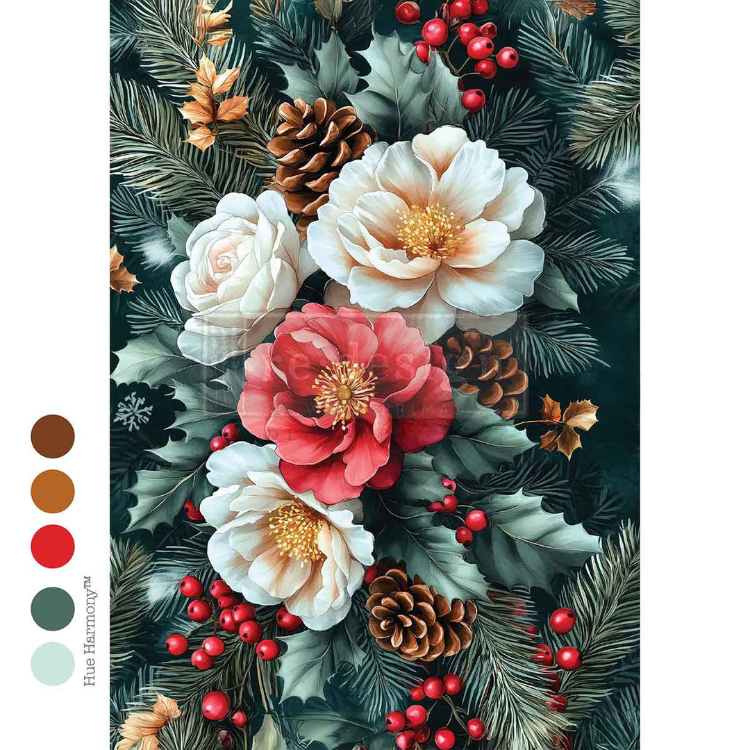 NEW! Redesign A4 Decoupage Fibre Paper - WINTER'S GRACE - Rustic Farmhouse Charm