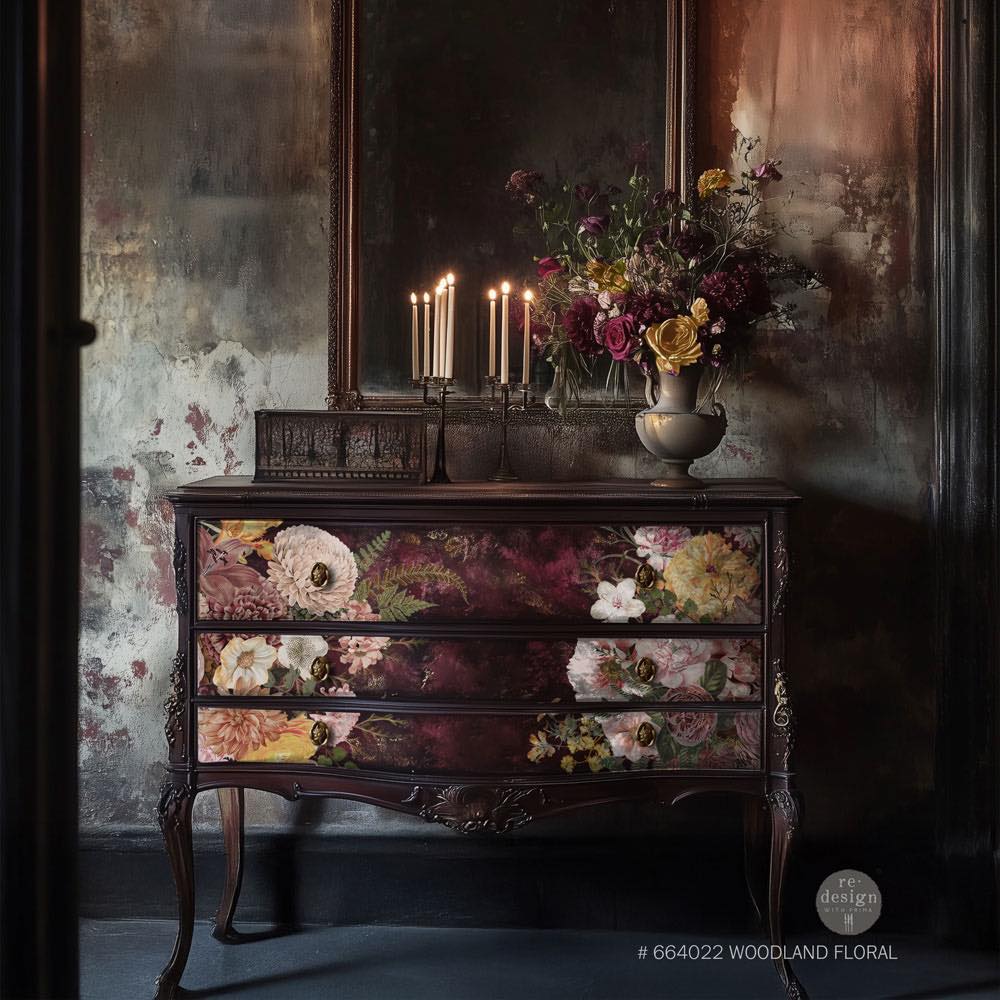 Redesign Transfer - WOODLAND FLORAL (88.9cm x 60.96cm) - Rustic Farmhouse Charm