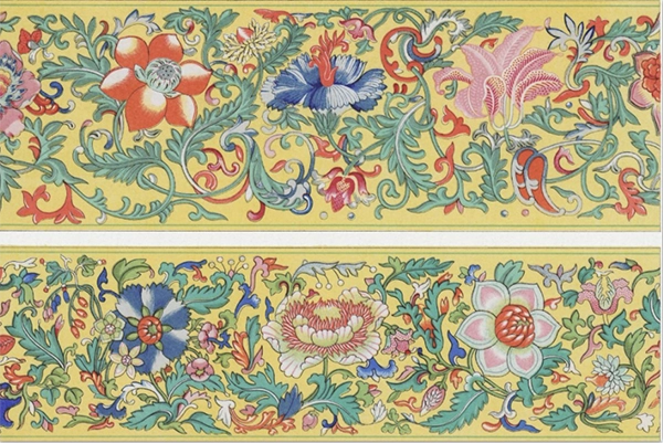 Decoupage Tissue Paper - Yellow Panelled Floral Vine (50.8cm x 76.2cm) - Rustic Farmhouse Charm