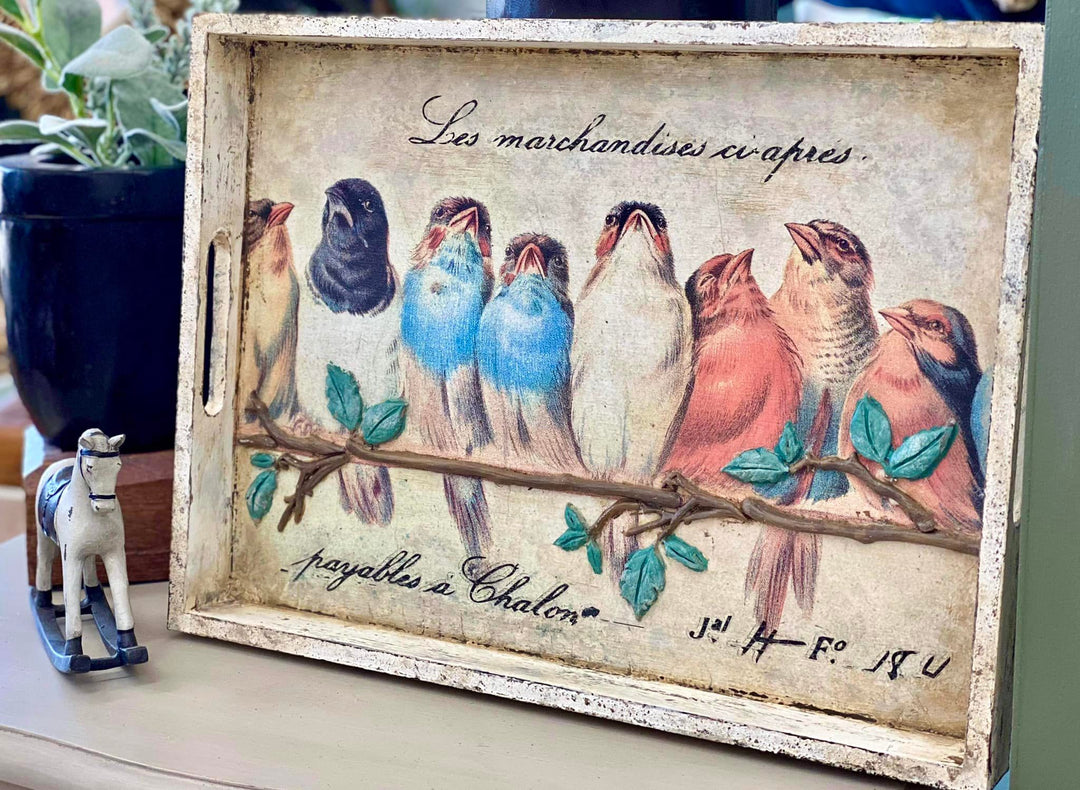 Workshop by My White Picket Fence: "BIRDS ON A BRANCH TRAY" - Rustic Farmhouse Charm