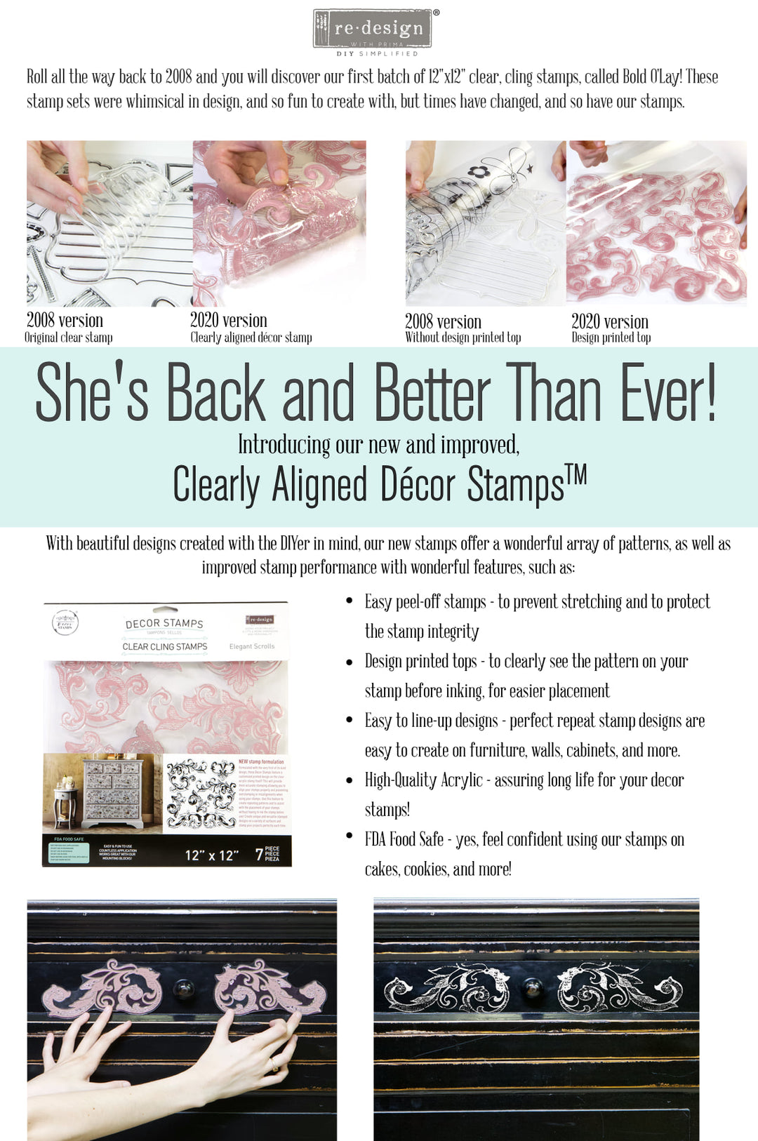 STRIPES Redesign Décor Stamp 12"x12" - Rustic Farmhouse Charm