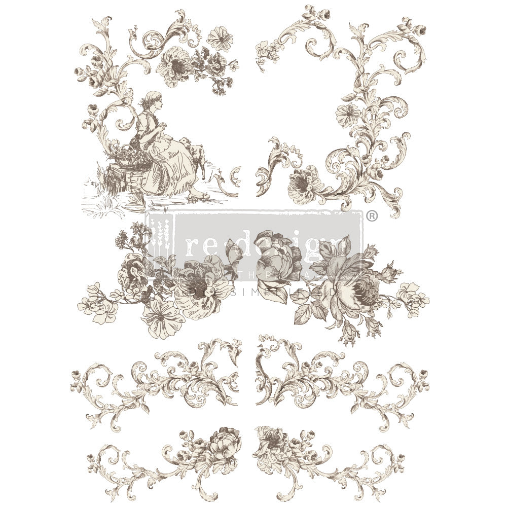 NEW! Redesign Transfer - ALAINA TOILE (88.9cm x 60.96cm) - Rustic Farmhouse Charm