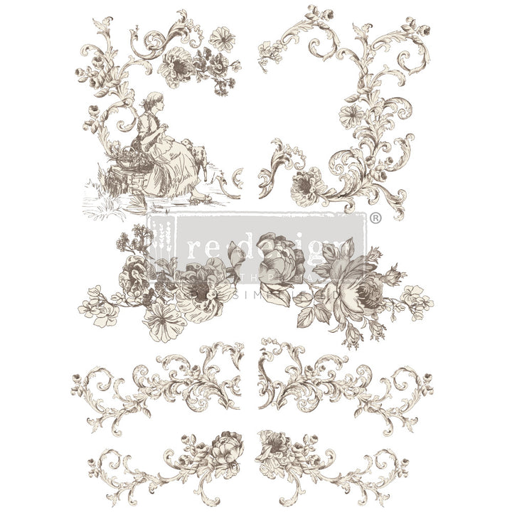 NEW! Redesign Transfer - ALAINA TOILE (88.9cm x 60.96cm) - Rustic Farmhouse Charm