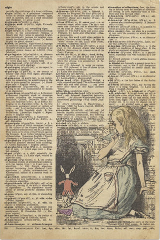 Decoupage Tissue Paper - Alice in Wonderland and the White Rabbit Dictionary Page (50.8cm x 76.2cm) - Rustic Farmhouse Charm