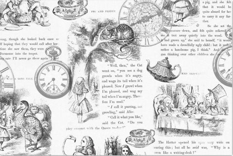 Decoupage Tissue Paper - Alice in Wonderland Black & White (50.8cm x 76.2cm) - Rustic Farmhouse Charm