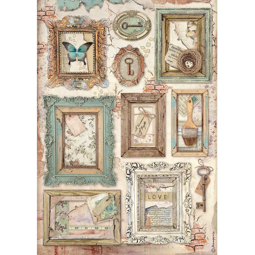 ATELIER FRAMES Rice Paper by Stamperia (A4) - Rustic Farmhouse Charm