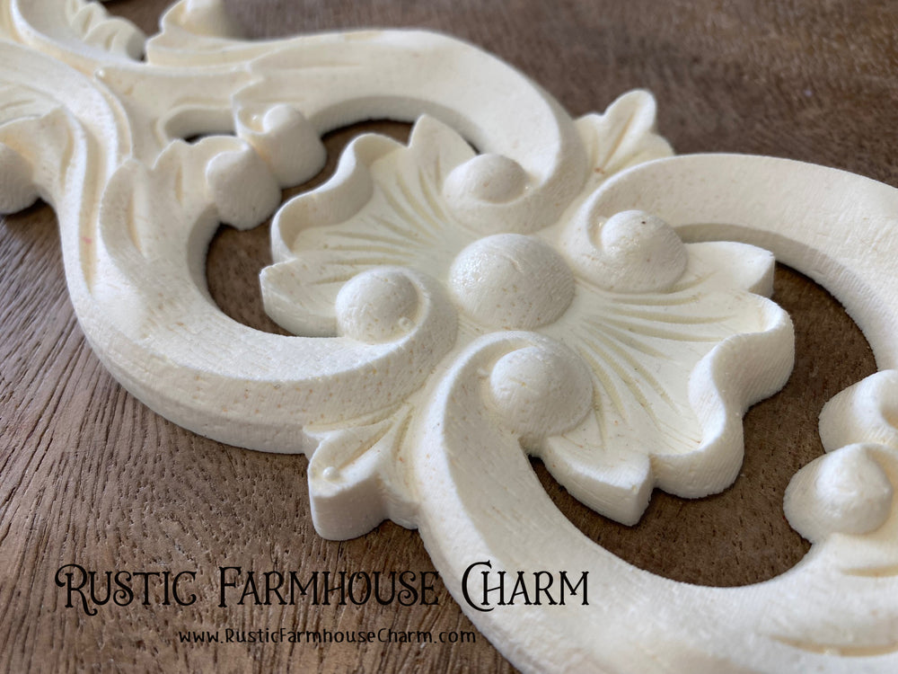 BAROQUE FLOURISH Resin Applique (unpainted) - Rustic Farmhouse Charm