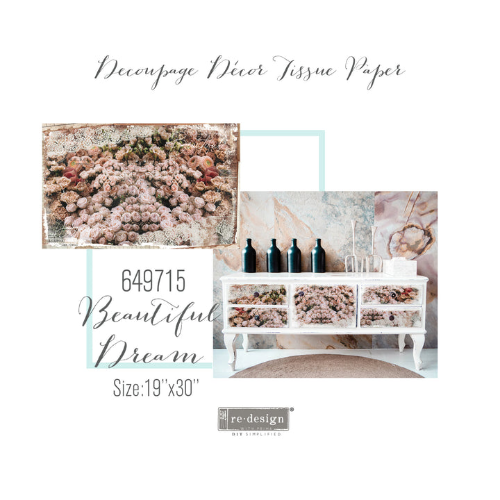 BEAUTIFUL DREAM Redesign Decoupage Paper (76.2cm x 48.26cm) - Rustic Farmhouse Charm