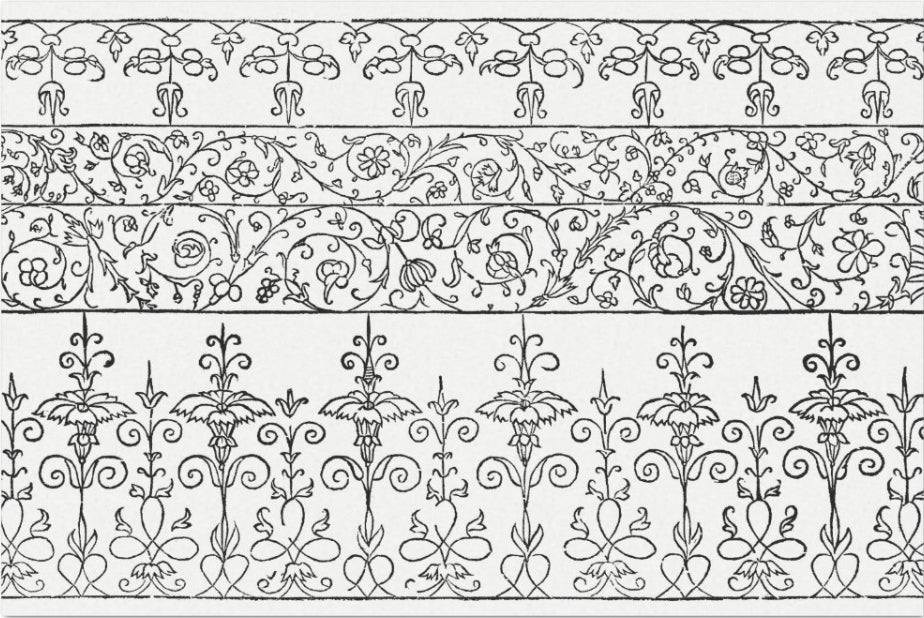 Decoupage Tissue Paper - Black & White Flourish Borders (50.8cm x 76.2cm) - Rustic Farmhouse Charm