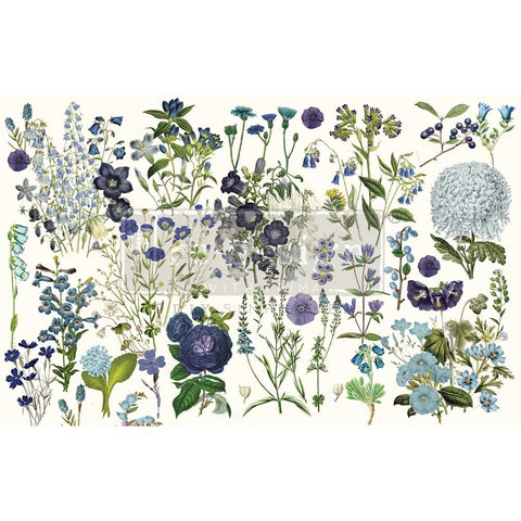 NEW! BLUE MEADOWS Redesign Decoupage Tissue Paper 48.26cm x 76.2cm - Rustic Farmhouse Charm