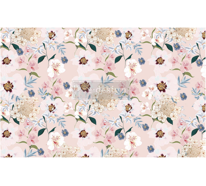 BLUSH FLORAL Redesign Decoupage Tissue Paper 48.26cm x 76.2cm - Rustic Farmhouse Charm