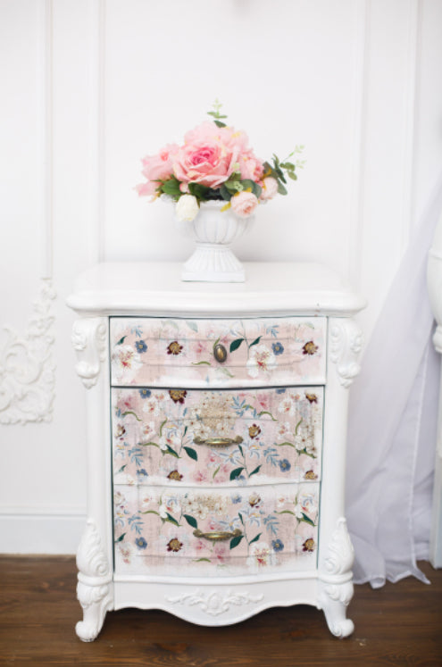 BLUSH FLORAL Redesign Decoupage Tissue Paper 48.26cm x 76.2cm - Rustic Farmhouse Charm