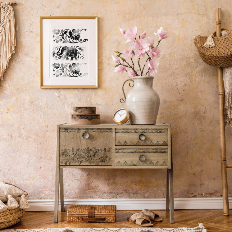 BOHEMIAN DREAMER Redesign Décor Stamp 12"x12" - Rustic Farmhouse Charm