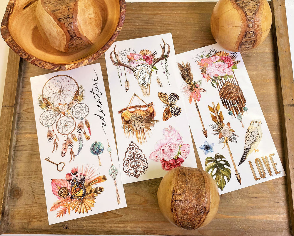 NEW! BOHEMIAN SOLSTICE Redesign Transfer (3 sheets, each 15.24cm x 30.48cm) - Rustic Farmhouse Charm