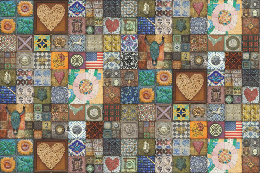 Decoupage Tissue Paper - Boho Country Tiles (50.8cm x 76.2cm) - Rustic Farmhouse Charm