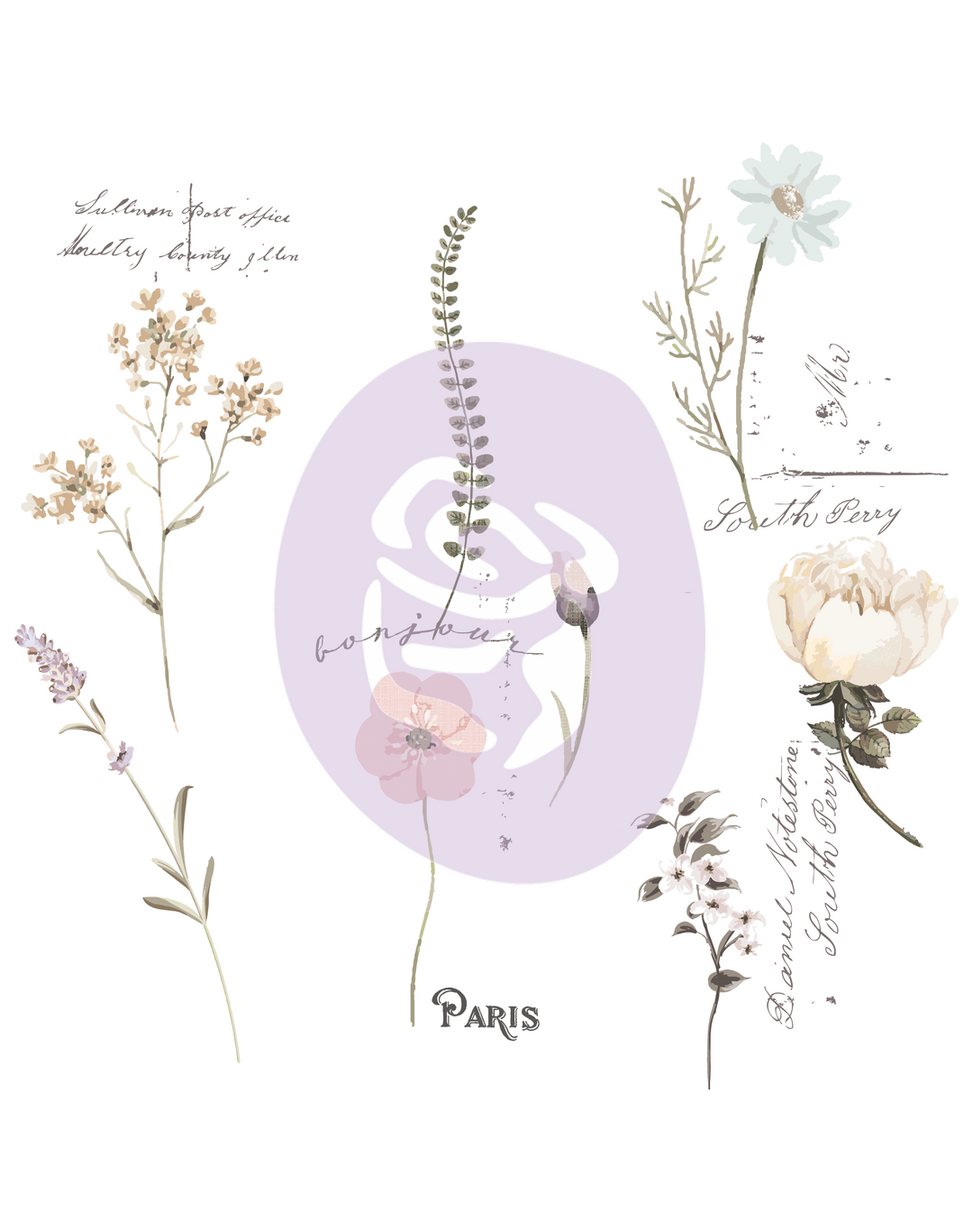 BONJOUR PARIS Redesign Transfer 72.6cm x 69.9cm - Rustic Farmhouse Charm