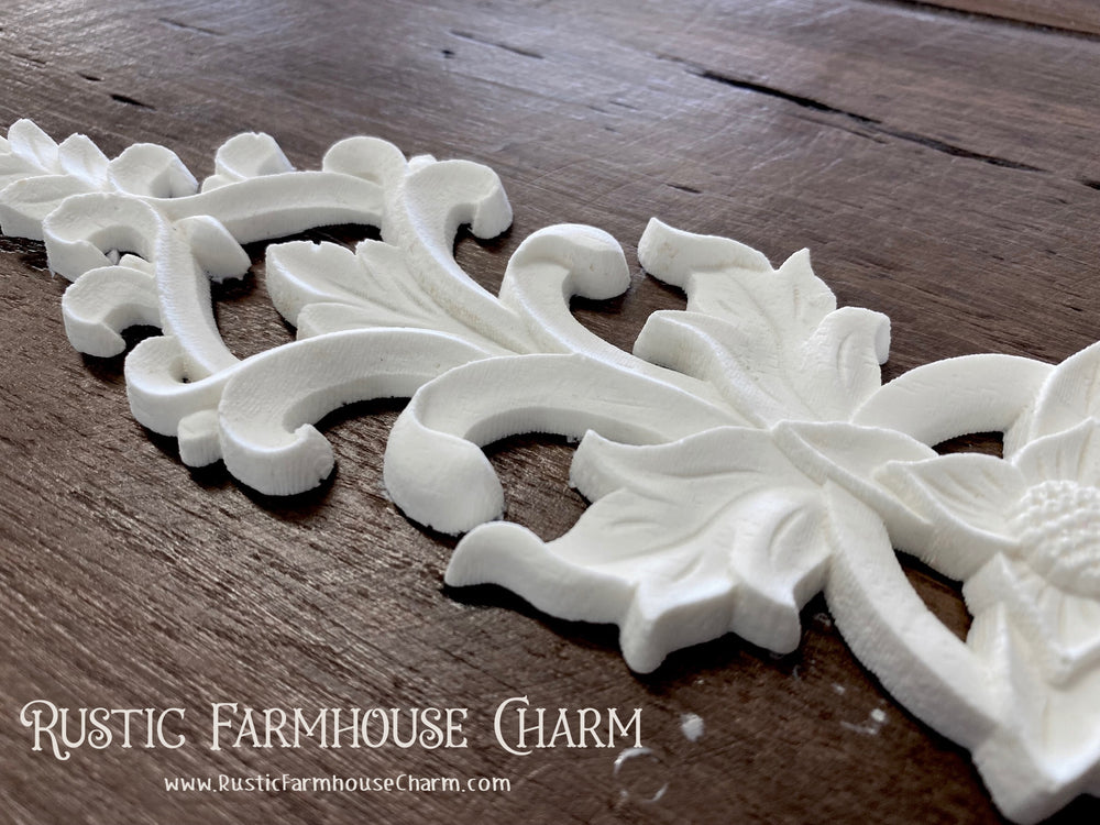 BOTANICAL FRIEZE Resin Applique (unpainted) - Rustic Farmhouse Charm