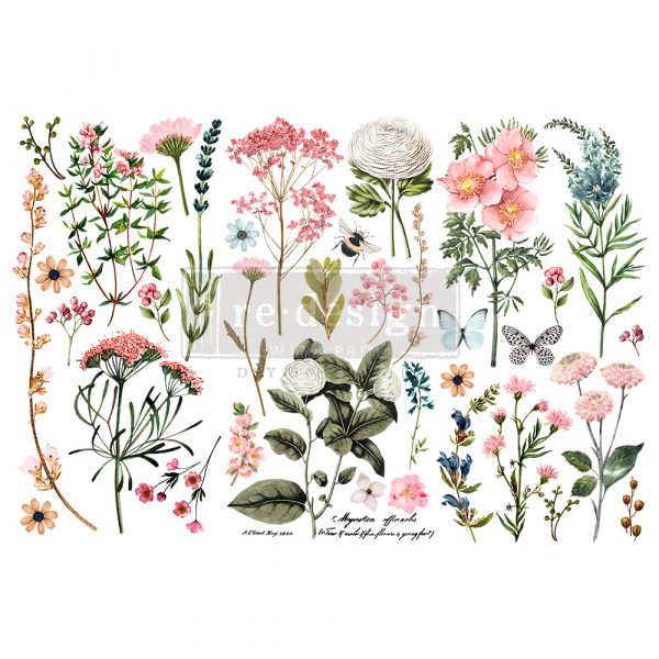 BOTANICAL PARADISE Redesign Transfer (3 sheets, each 15.24cm x 30.48cm) - Rustic Farmhouse Charm