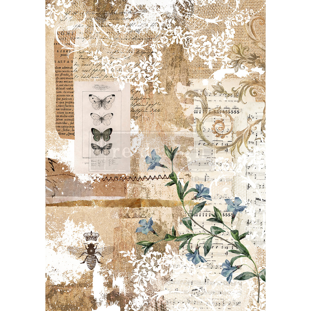 BOTANICAL SONATA Redesign Rice Paper 29.2cm x 41.3cm - Rustic Farmhouse Charm