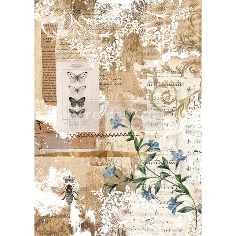BOTANICAL SONATA Redesign Rice Paper 29.2cm x 41.3cm - Rustic Farmhouse Charm