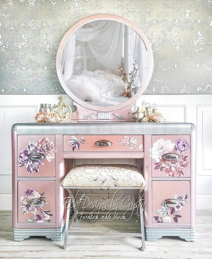 Redesign Transfer - BURGUNDY ROSE GARDEN (86.36cm x 58.42cm) - Rustic Farmhouse Charm