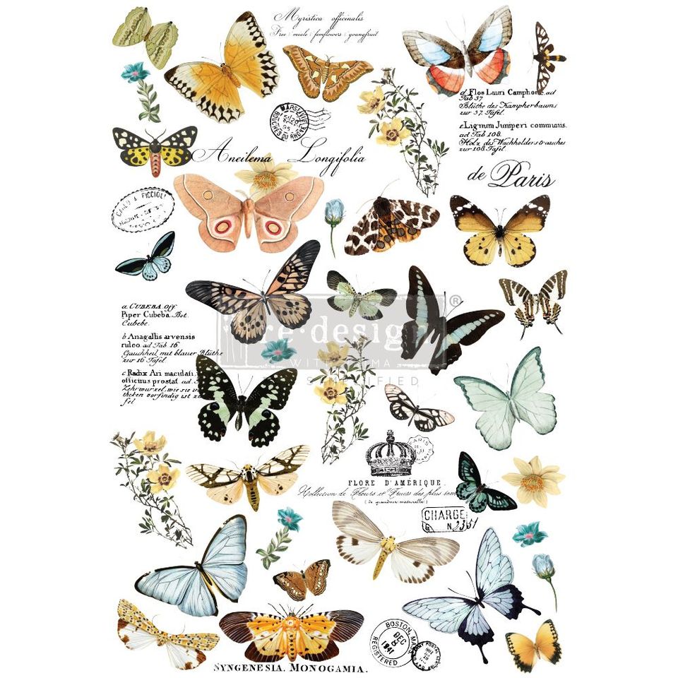 BUTTERFLY DANCE Redesign Transfer (83.82cm x 58.42cm) - Rustic Farmhouse Charm