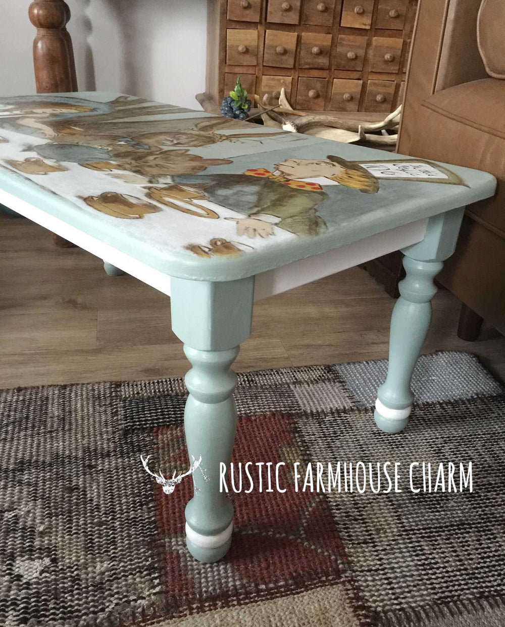 "Alice in Wonderland" Coffee Table - Rustic Farmhouse Charm