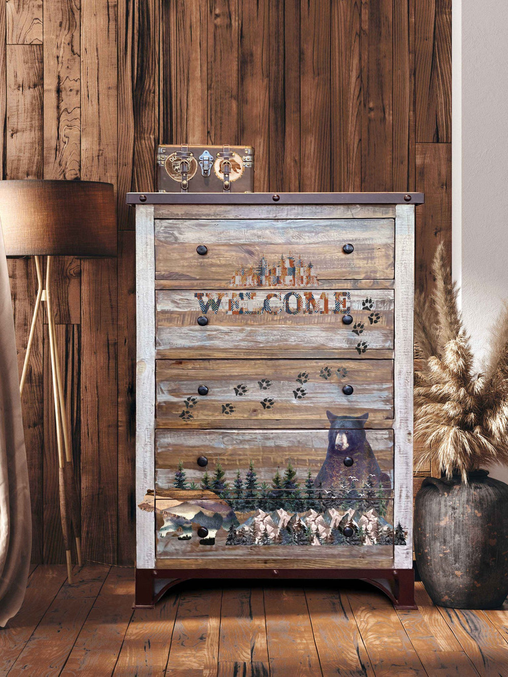 NEW! CABIN GETAWAY Redesign Transfer (60.96cm x 88.9cm) - Rustic Farmhouse Charm