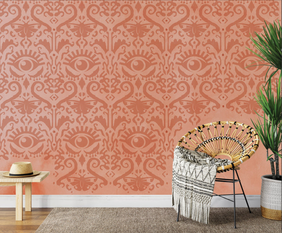 CECE ALL SEEING IKAT PATTERN Redesign Stencil 38.35cm x 54.35cm - Rustic Farmhouse Charm