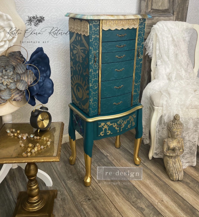 CECE ALL SEEING IKAT PATTERN Redesign Stencil 38.35cm x 54.35cm - Rustic Farmhouse Charm