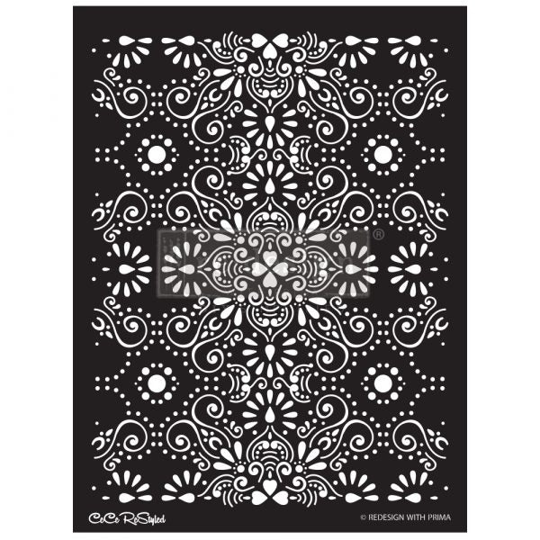 CECE EASTERN ABSTRACT Redesign Stencil 41.4cm x 55.12cm - Rustic Farmhouse Charm