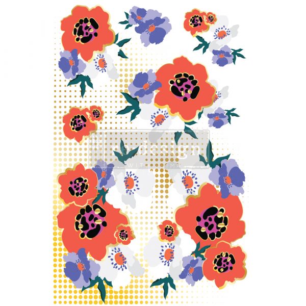 CECE MODERNIST FLORAL Redesign Transfer (60.96cm x 88.9cm) - Rustic Farmhouse Charm