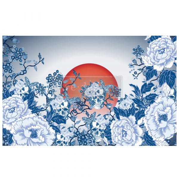 CECE SKULL CHINOISERIE Redesign Decoupage Tissue Paper 48.26cm x 76.2cm - Rustic Farmhouse Charm