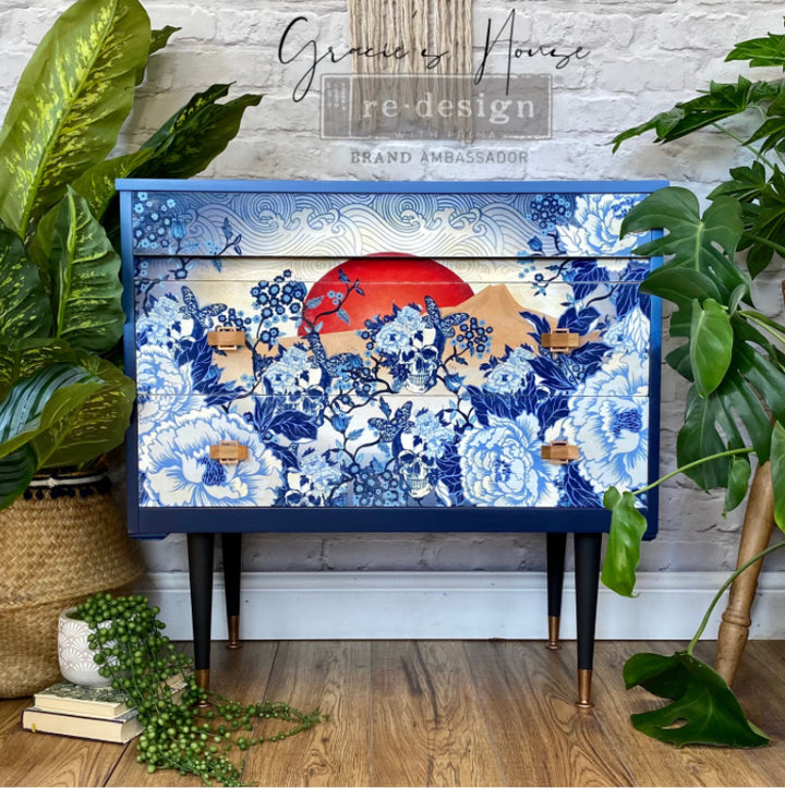 CECE SKULL CHINOISERIE Redesign Decoupage Tissue Paper 48.26cm x 76.2cm - Rustic Farmhouse Charm
