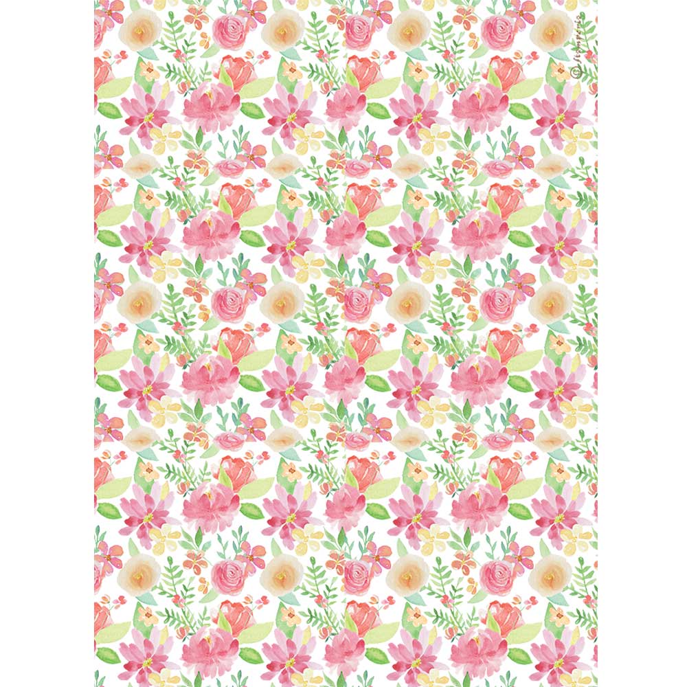 CIRCLE OF LOVE AQUERELLE FLOWERS Rice Paper by Stamperia (A4) - Rustic Farmhouse Charm