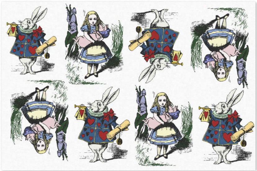 Decoupage Tissue Paper - Alice in Wonderland & White Rabbit Repeats (50.8cm x 76.2cm) - Rustic Farmhouse Charm