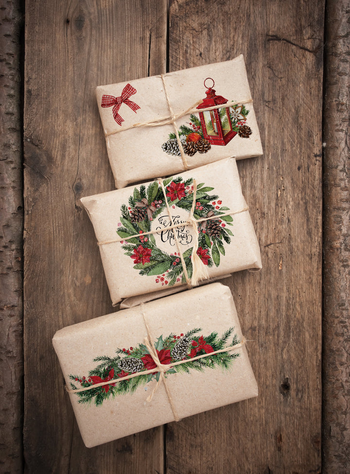 NEW! CLASSIC CHRISTMAS Redesign Transfer (3 sheets, each 15.24cm x 30.48cm) - Rustic Farmhouse Charm
