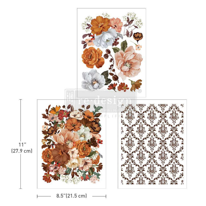 NEW! CLASSIC PEACH Redesign Middy Transfer (3 sheets, each 21.59cm x 27.94cm) - Rustic Farmhouse Charm