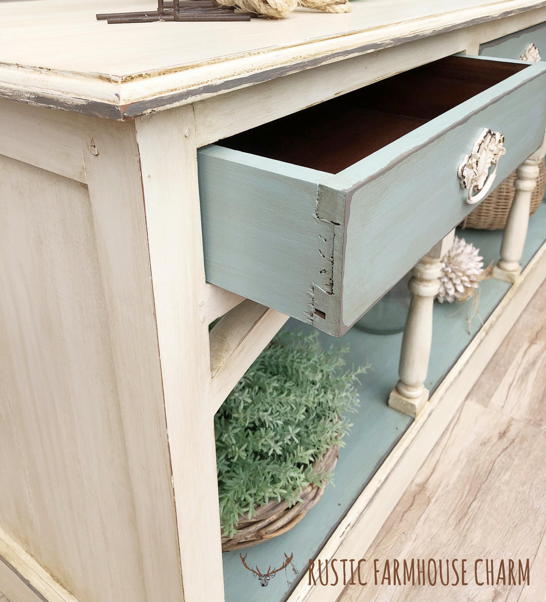 Coastal Sideboard with Arches - Rustic Farmhouse Charm