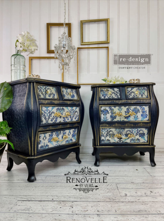 COBALT FLOURISH Redesign Decoupage Tissue Paper 48.26cm x 76.2cm - Rustic Farmhouse Charm