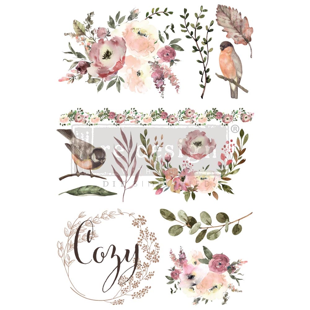 NEW! COZY EVENING Redesign Transfer (88.9cm x 60.96cm) - Rustic Farmhouse Charm