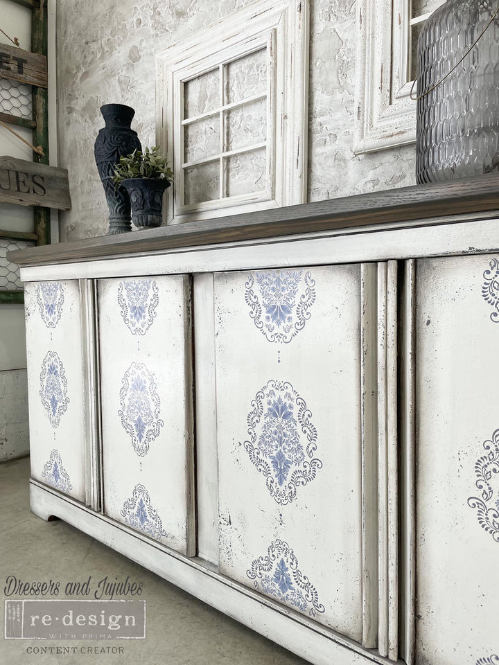 NEW! Kacha's DANA DAMASK Redesign Transfer (60.96cm x 88.9cm) - Rustic Farmhouse Charm