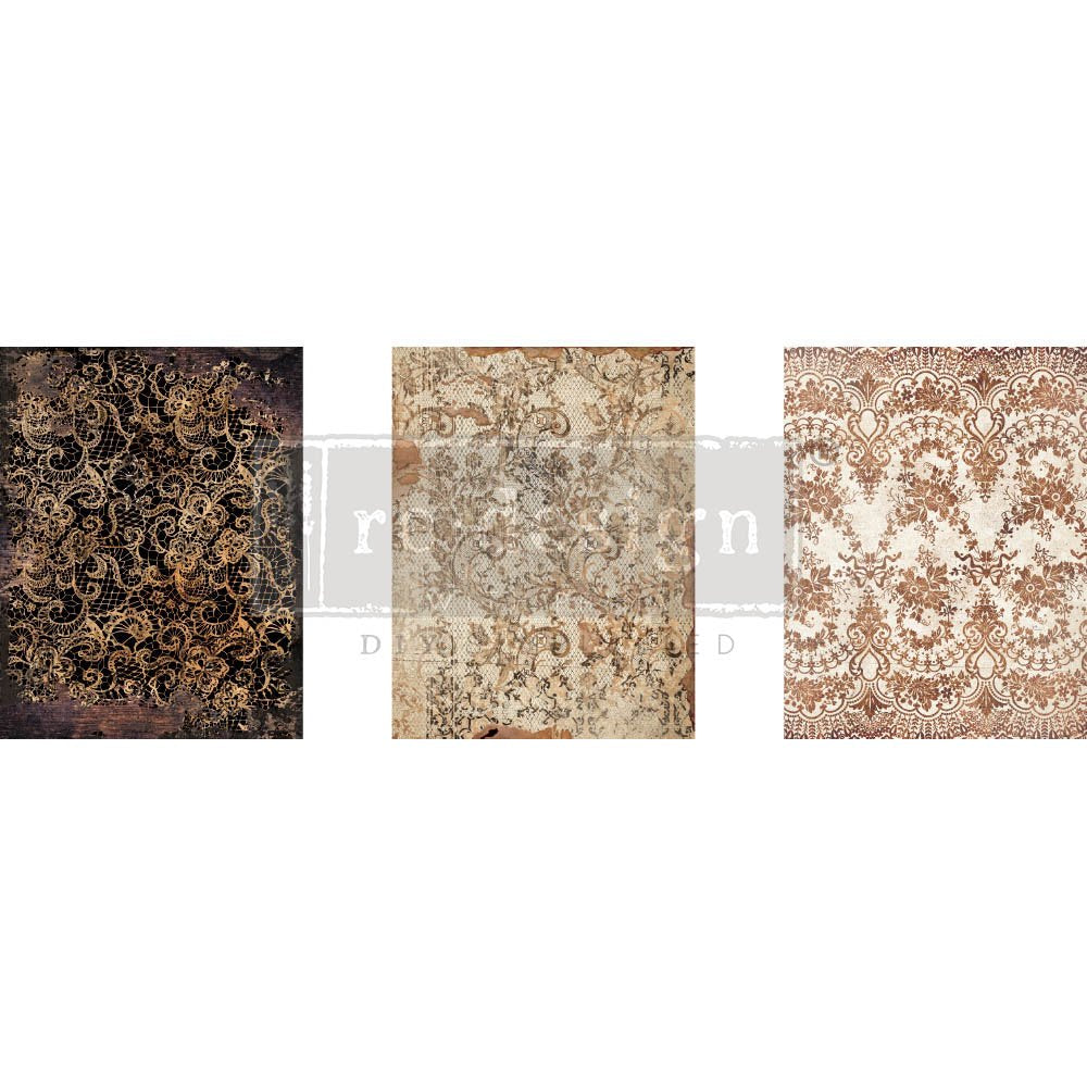 NEW! DELICATE LACE Redesign Transfer (3 sheets, each 21.59cm x 27.94cm) - Rustic Farmhouse Charm