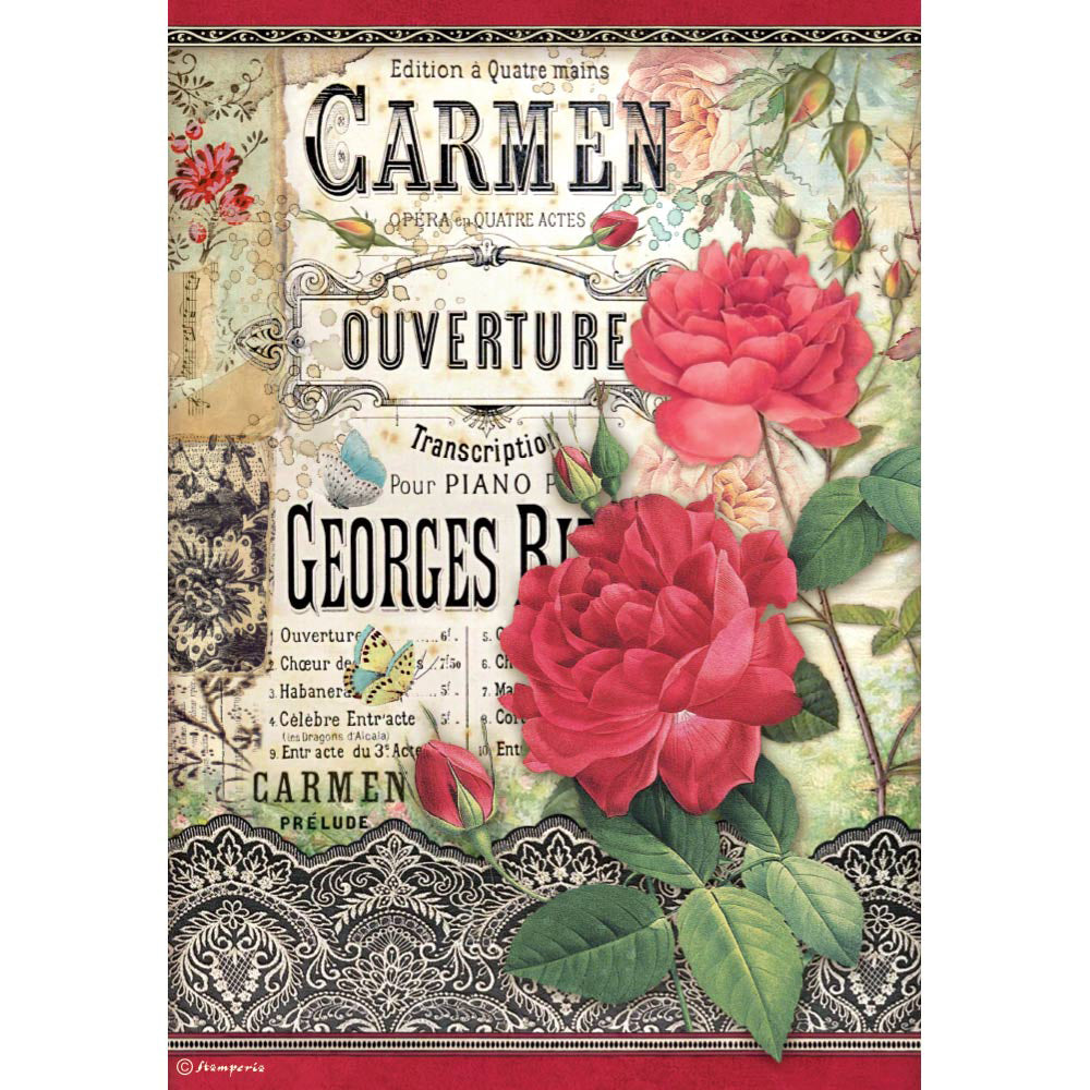 DESIRE CARMEN OUVERTURE Rice Paper by Stamperia (A4) - Rustic Farmhouse Charm