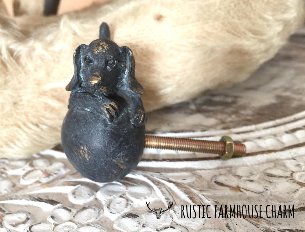 KNOB - Playful Puppy on Ball - Rustic Farmhouse Charm