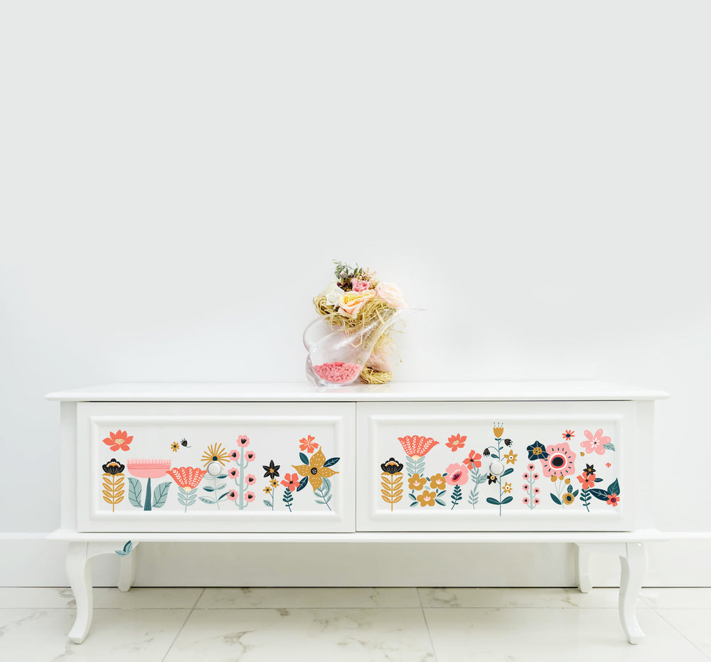NEW! DOODLE FLOWERS Redesign Transfer (3 sheets, each 15.24cm x 30.48cm) - Rustic Farmhouse Charm