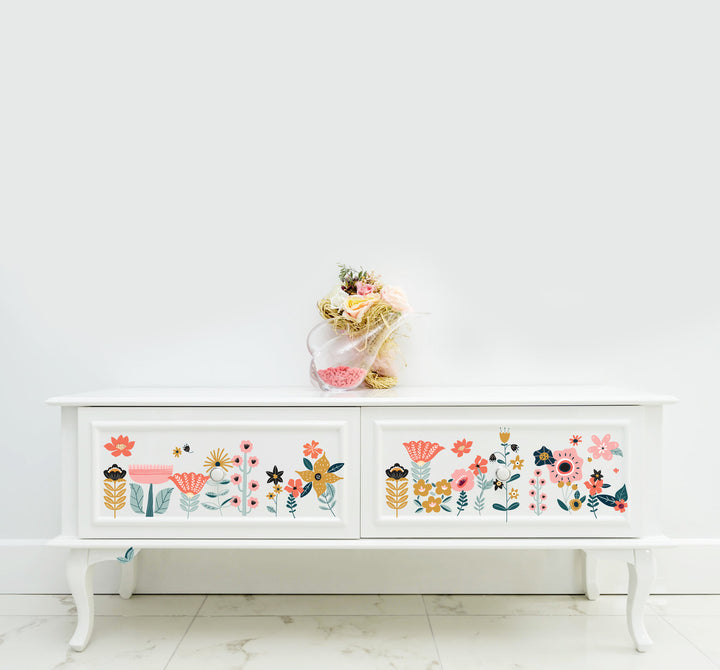 NEW! DOODLE FLOWERS Redesign Transfer (3 sheets, each 15.24cm x 30.48cm) - Rustic Farmhouse Charm