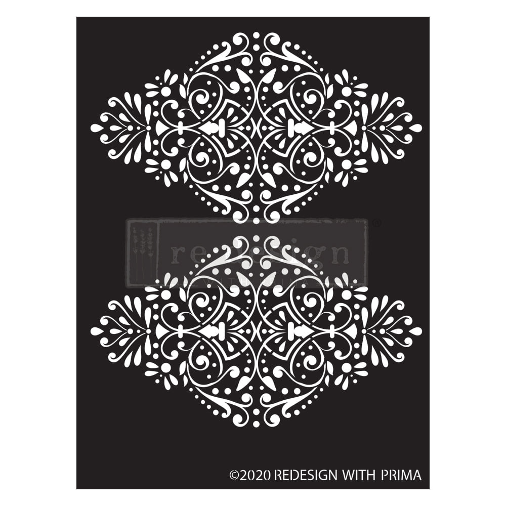 DOTTED FLOURISH Redesign Stencil 9" x 13.5" - Rustic Farmhouse Charm